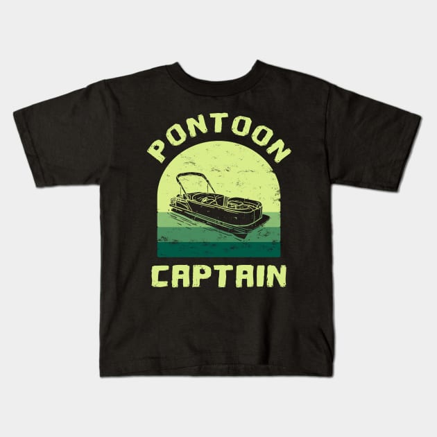 Pontoon Boat Captain Kids T-Shirt by Lomitasu